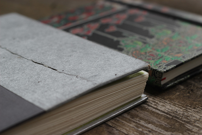 Upon filling my first book, I'm continuing to document life's insanity in a second journal. Hand-bound, no. Stunningly beautiful, absolutely.