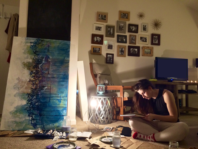 Sitting on the floor of my best friend's apartment, I broke in my brand new set of watercolors. While our masterpieces varied drastically in size, our work shared pretty abstraction rooted in emotion.